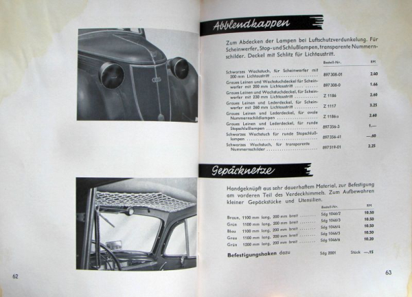 Wanderer Automobil-Zubehör 1939 Automobilkatalog (9834)